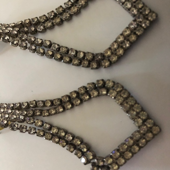 Clear Rhinestone Dangle Pierced - Picture 3 of 4